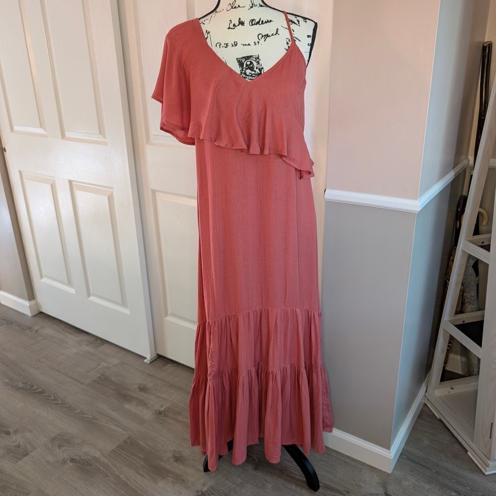 Billabong Pink One Shoulder Flutter Sleeve Dress